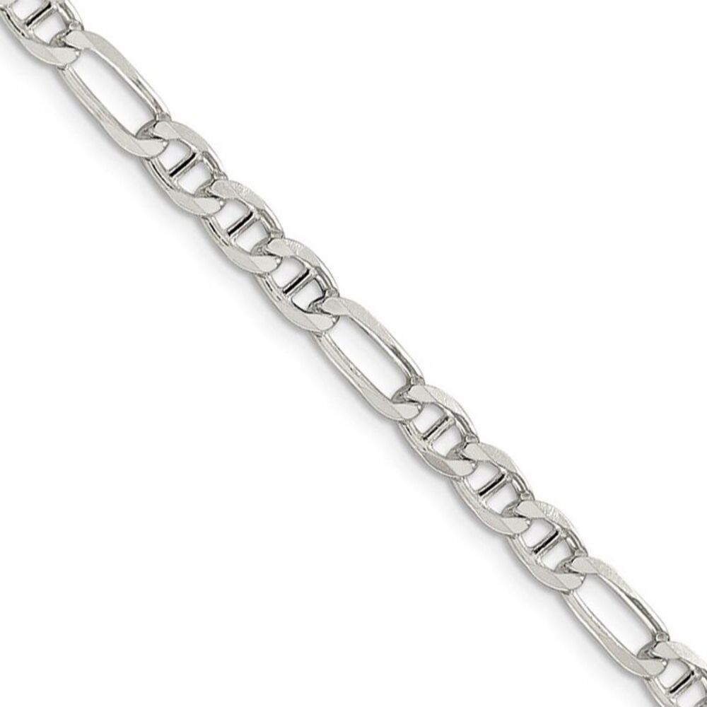 4.5mm Sterling Silver Solid Figaro Anchor Chain Bracelet, 8 Inch